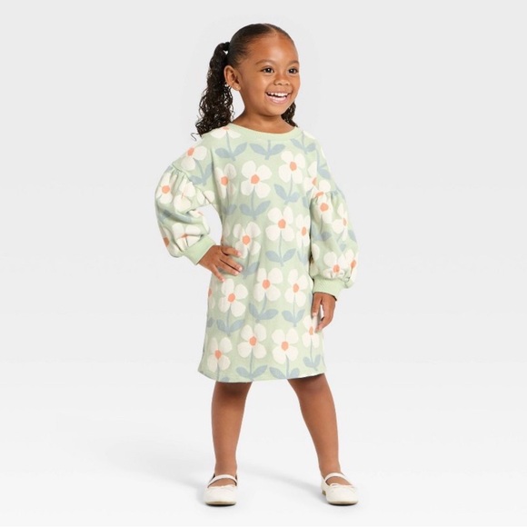 Cat & Jack Toddler Girls’ Long Sleeve Daisy Dress - Picture 3 of 3